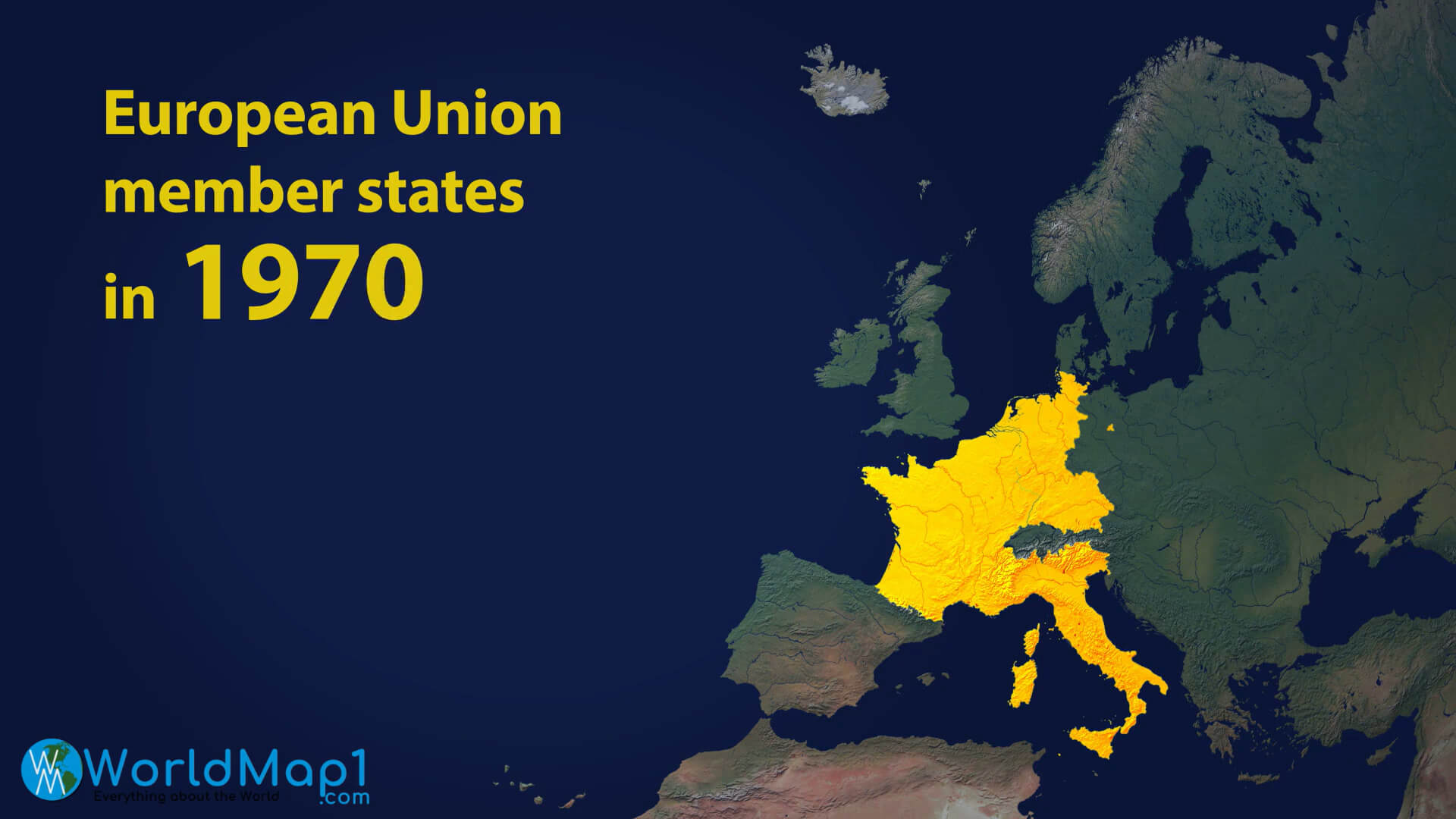 Carte des États membres de l'Union européenne en 1970